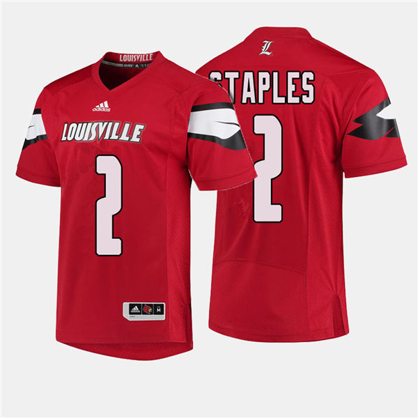 Mens Louisville Cardinals #2 Jamari Staples Adidas 2013-18 Red College Football Jersey