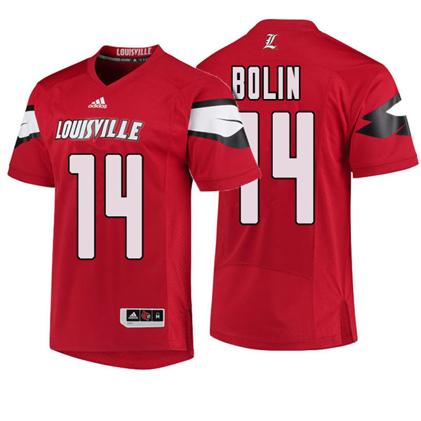 Male Louisville Cardinals #14 Kyle Bolin Adidas 2013-18 Red College Football Jersey