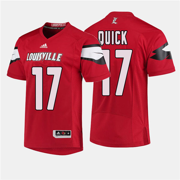 Mens Louisville Cardinals #17 James Quick Adidas 2013-18 Red College Football Jersey