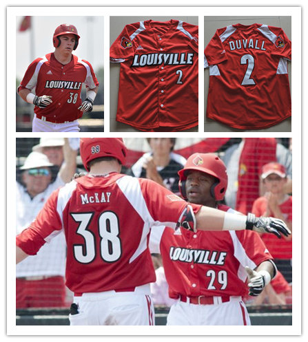 Mens Youth Louisville Cardinals Custom Red White Adidas College Baseball Jersey