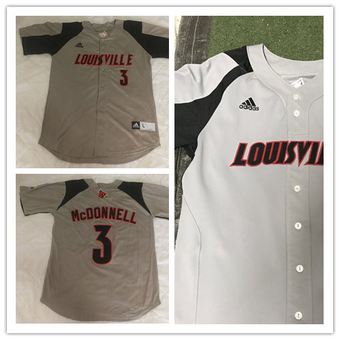 Mens Louisville Cardinals Grey With Black Adidas College Baseball Jersey