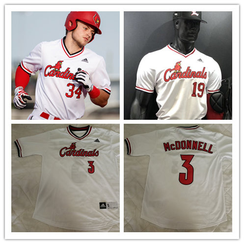 Mens Youth Louisville Cardinals White Pullover Adidas College Baseball Jersey