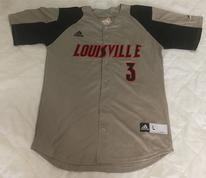 Louisville Cardinals #3 Dan McDonnell Grey With Black Adidas College Baseball Jersey