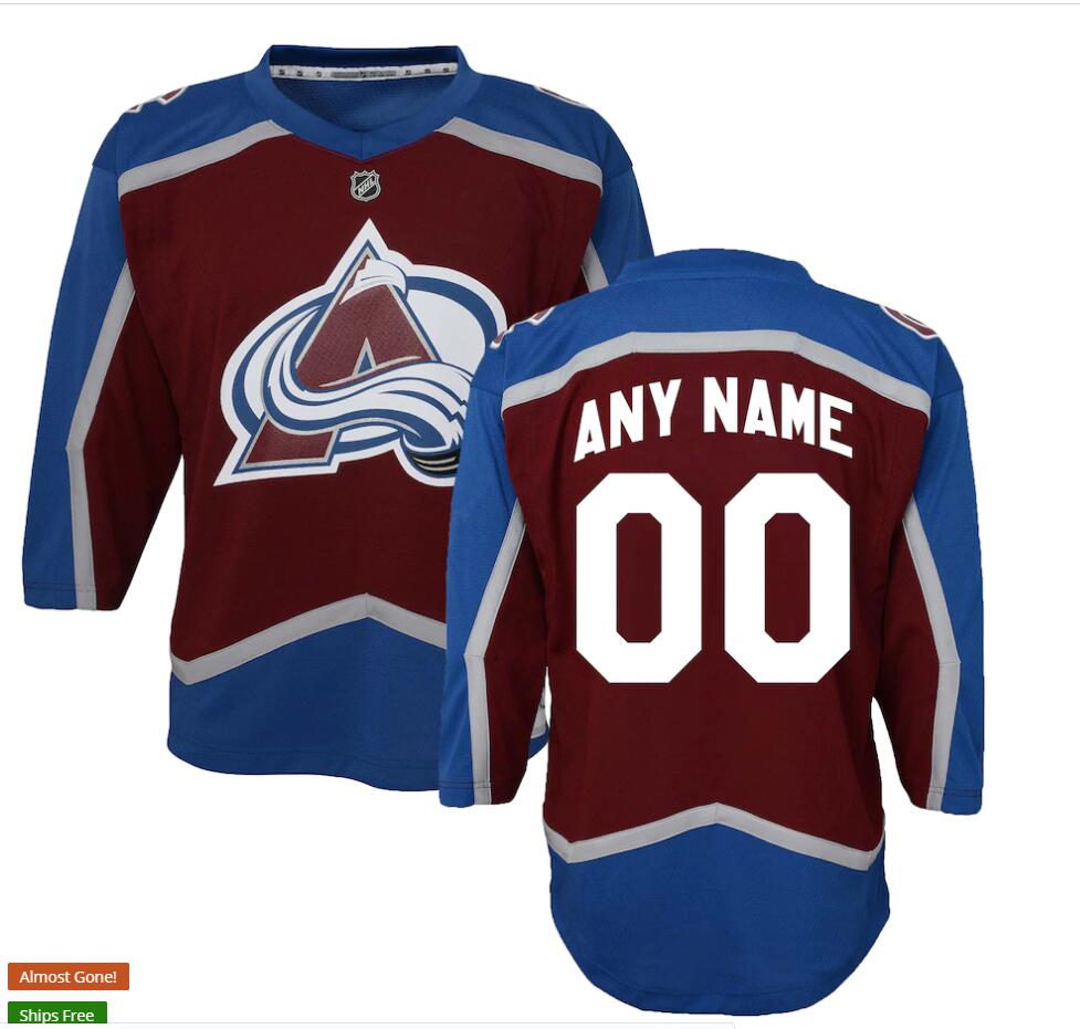 Youth Colorado Avalanche Custom Adidas Burgundy Home Stitched Jersey