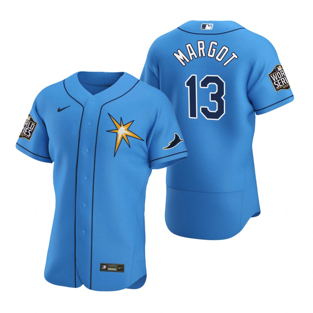 Men's Tampa Bay Rays #13 Manuel Margot Nike Light Blue Star FlexBase Jersey