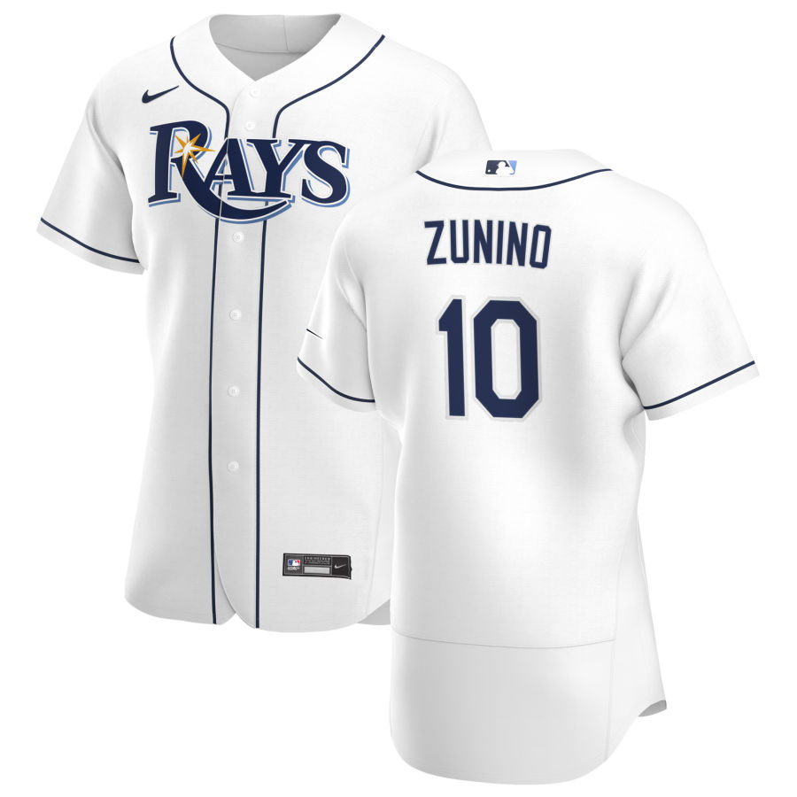 Men's Tampa Bay Rays #10 Mike Zunino  Nike White Home FlexBase Baseball Jersey