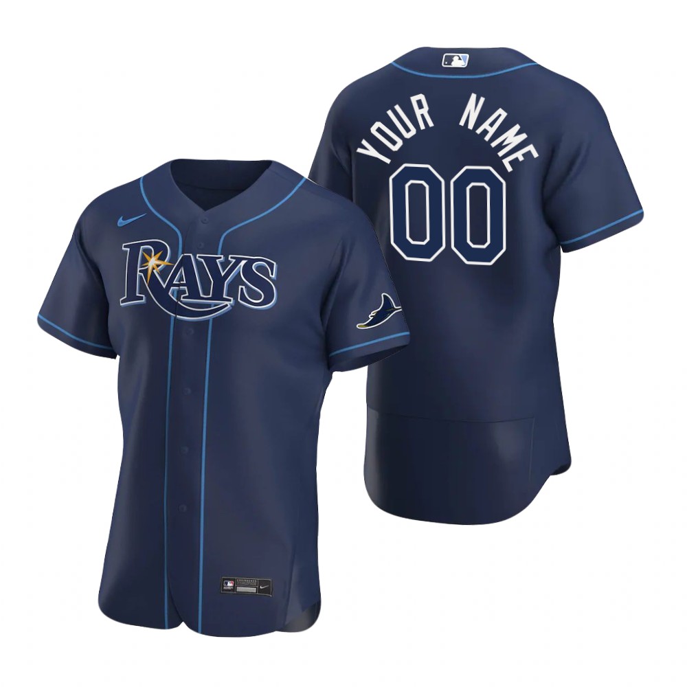 Mens Tampa Bay Rays Custom Nike Wade Boggs Fred McGriff Carl Crawford Carlos Pena Navy FlexBase Jersey