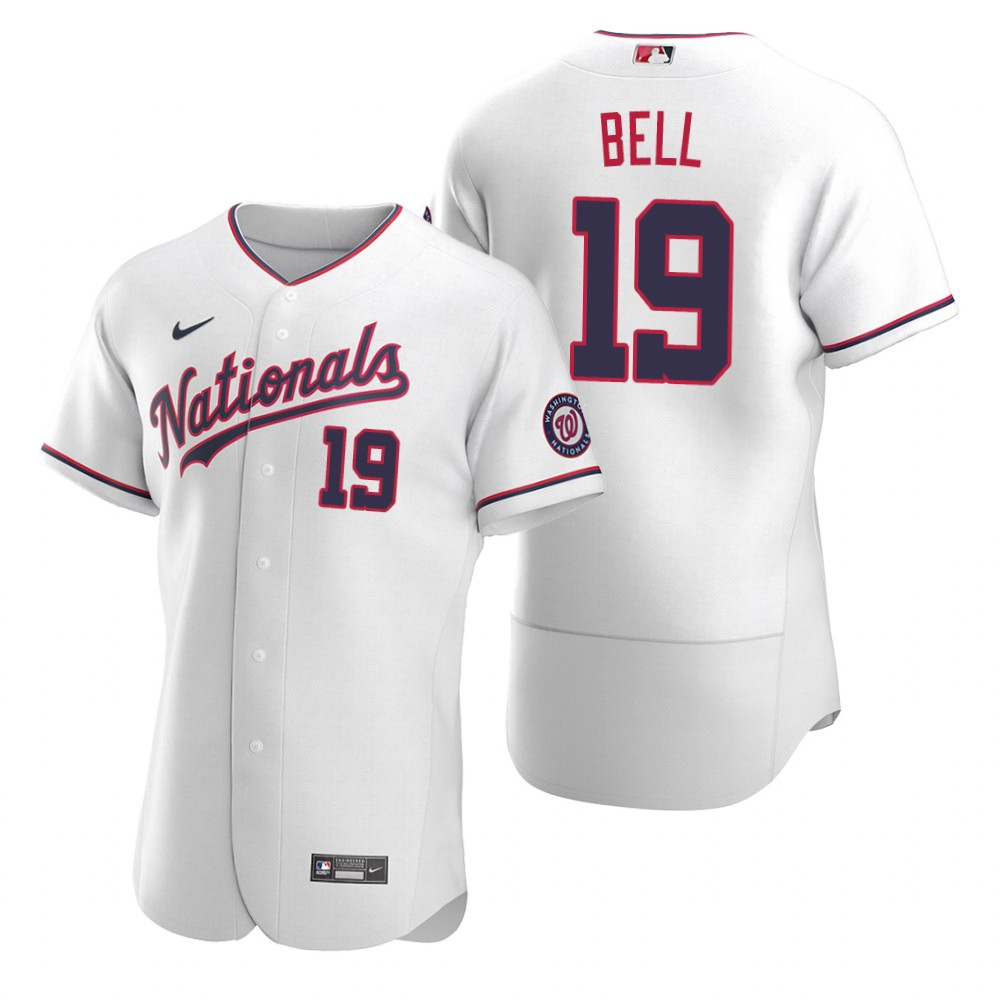 Men's Washington Nationals #19 Josh Bell Nike White Home Flexbase Jersey