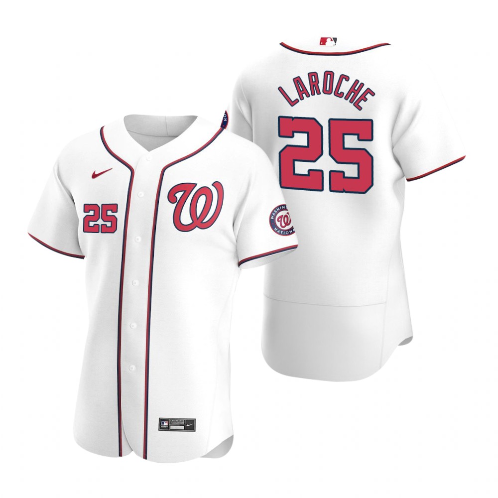 Men's Washington Nationals Retired Player #25 Adam LaRoche Nike White Home Flexbase Jersey