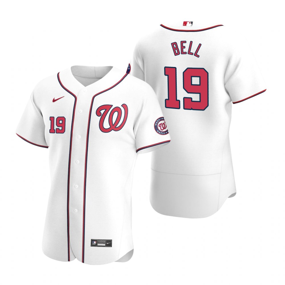 Men's Washington Nationals #19 Josh Bell Nike White Home Flexbase Jersey