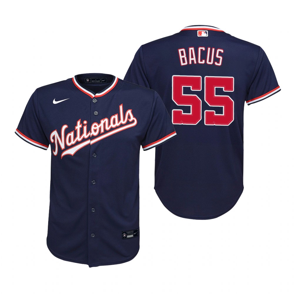 Youth Washington Nationals #55 Dakota Bacus Nike Navy Alternate Jersey