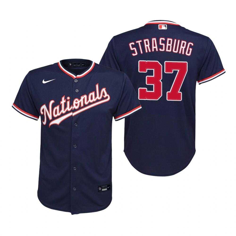 Youth Washington Nationals #37 Stephen Strasburg Nike Navy Alternate Jersey