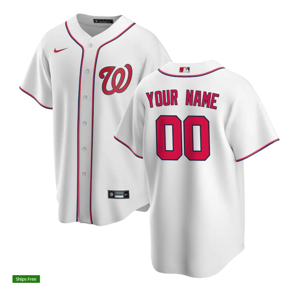 Youth Washington Nationals Custom Nike White Home Jersey