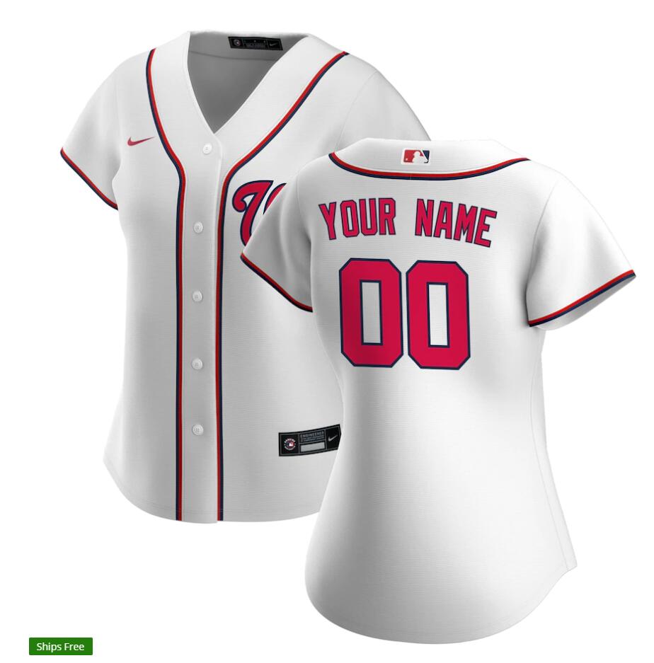 Women's Washington Nationals Custom Nike White Home Jersey