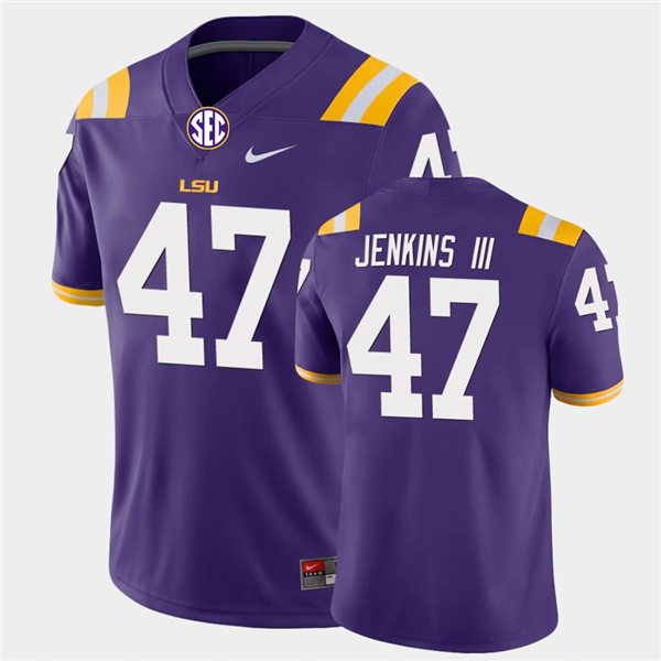 Men's LSU Tigers #47 Nelson Jenkins III Purple Nike College Game Football Jersey