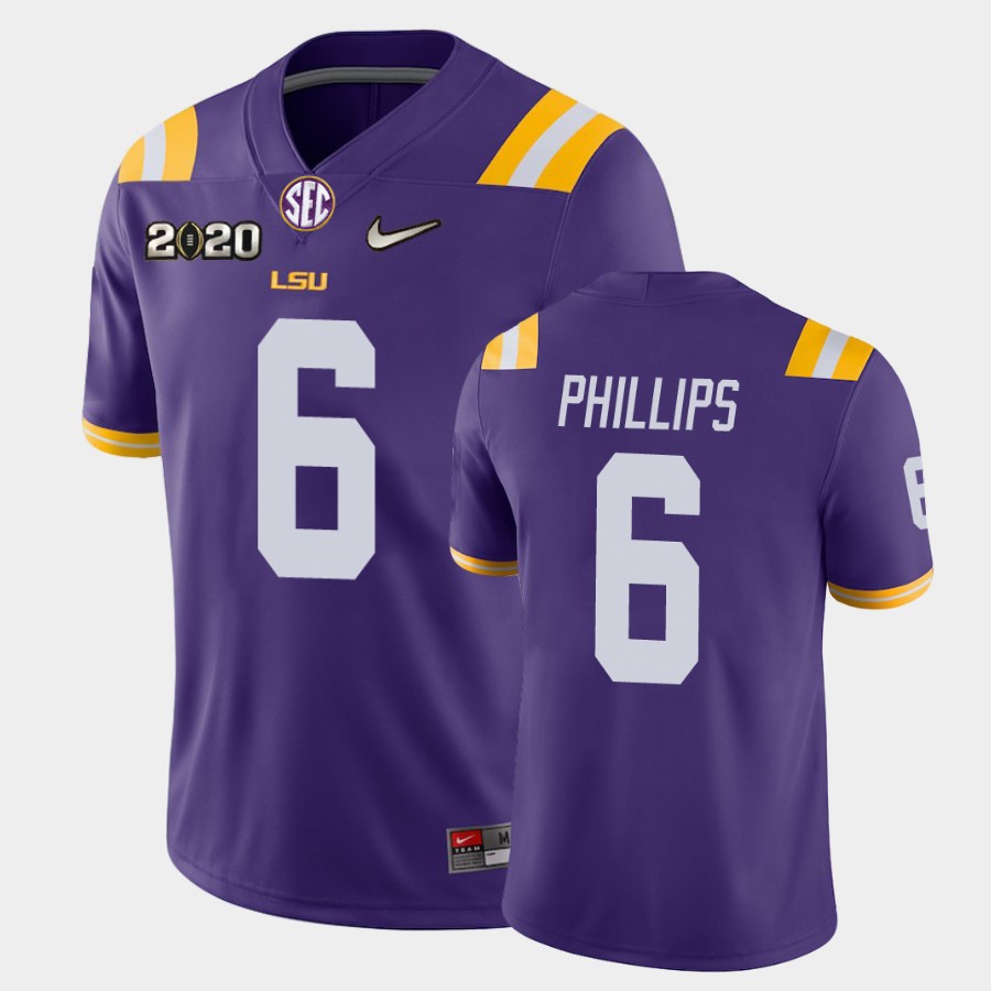 Men's LSU Tigers #6 Jacob Phillips Purple Nike College Football Game Jersey
