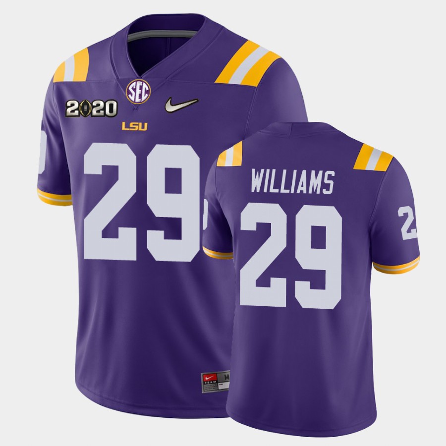 Men's LSU Tigers #29 Greedy Williams Purple Nike College Football Game Jersey