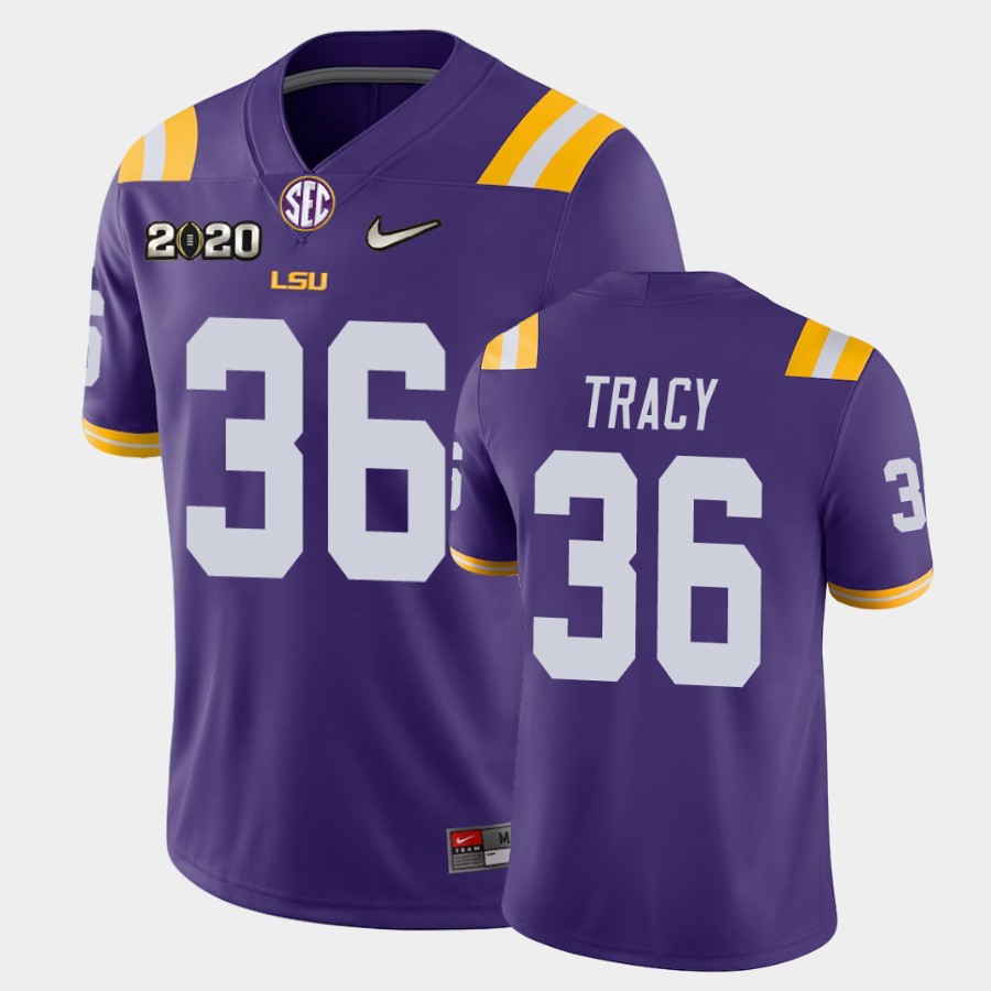 Men's LSU Tigers #36 Cole Tracy Purple Nike College Football Game Jersey