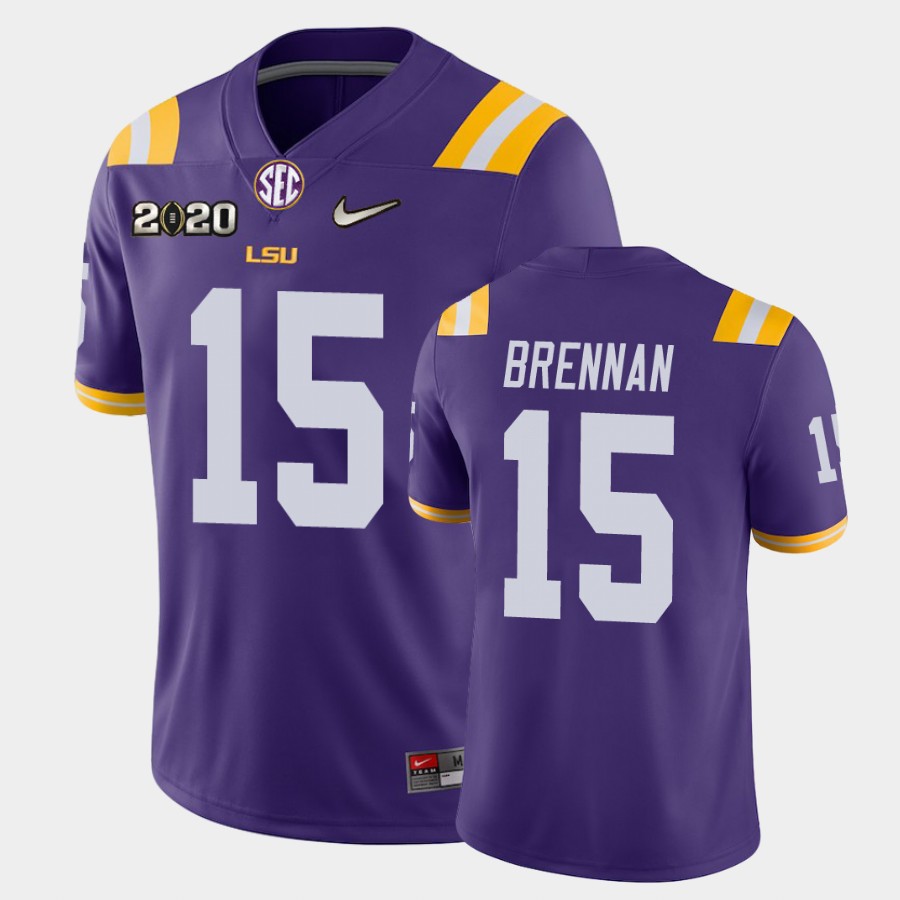 Youth LSU Tigers #15 Myles Brennan Purple Nike College Football Game Jersey