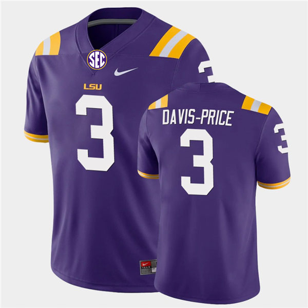 Men's LSU Tigers #3 Tyrion Davis-Price Purple Nike College Game Football Jersey