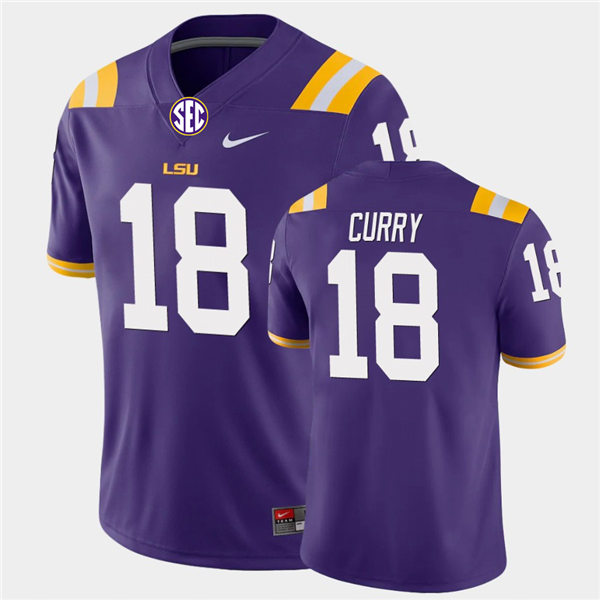 Men's LSU Tigers #18 Chris Curry Purple Nike College Football Game Jersey