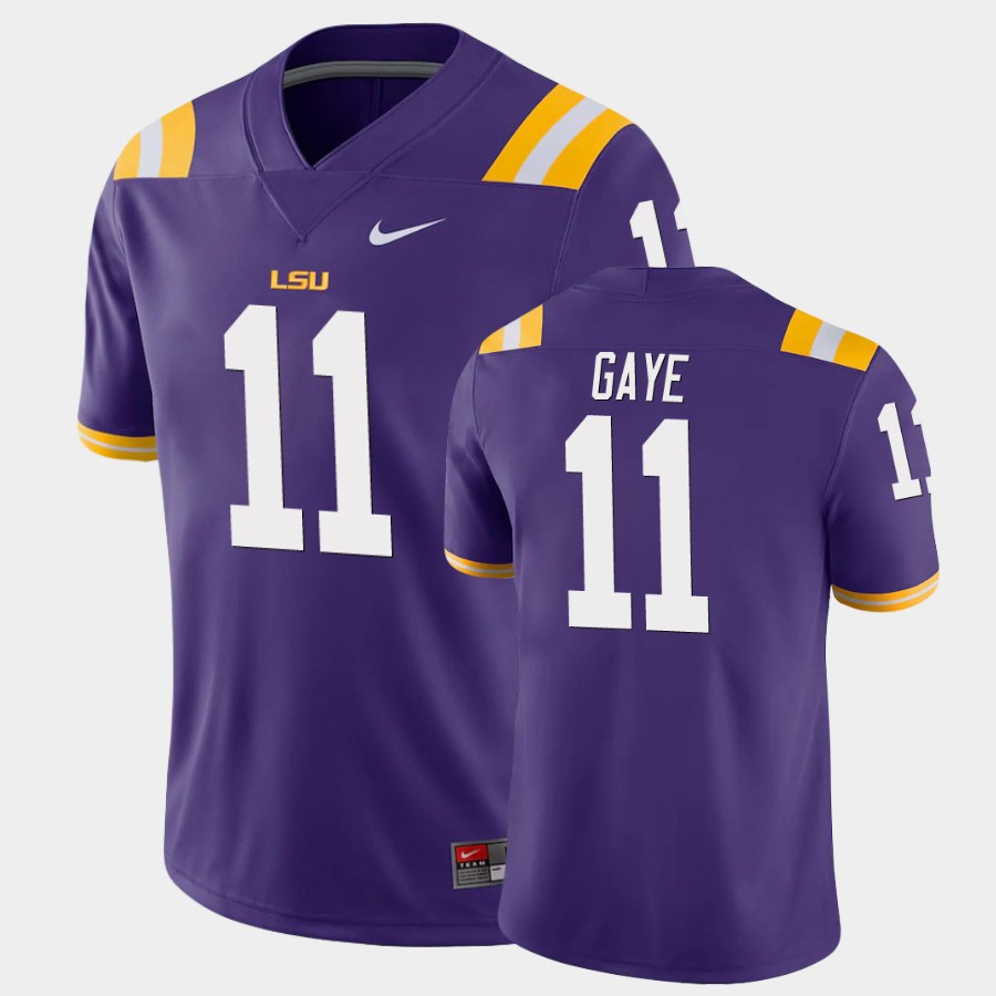 Men's LSU Tigers #11 Ali Gaye Purple Nike College Football Game Jersey