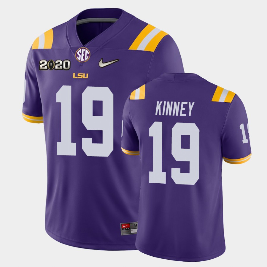 Men's LSU Tigers #19 Walker Kinney Purple Nike College Football Game Jersey
