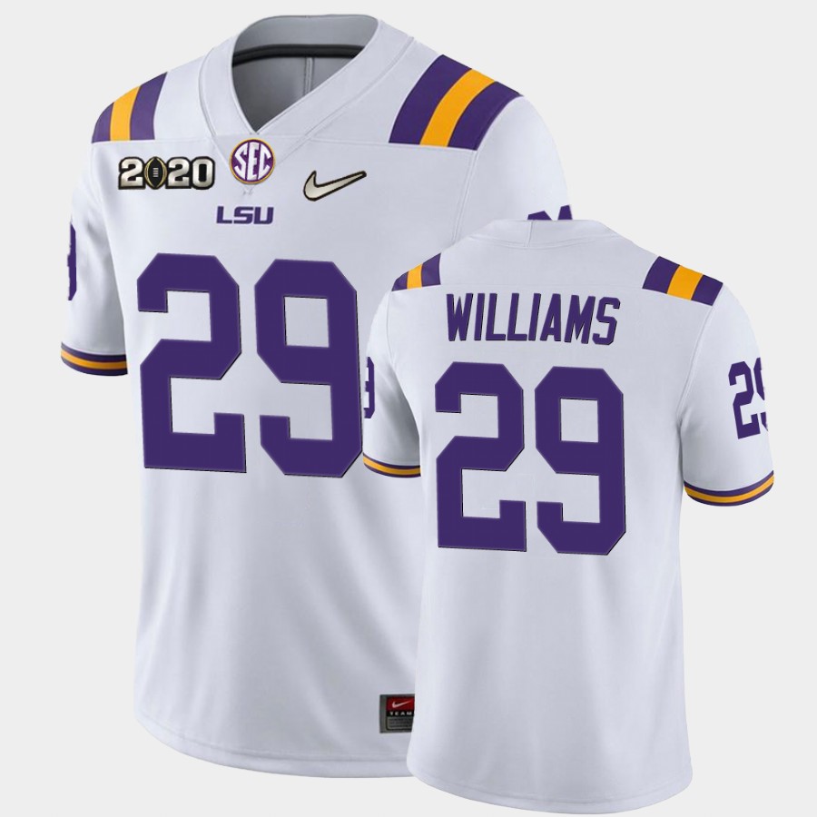 Men's LSU Tigers #29 Greedy Williams White Nike College Football Game Jersey