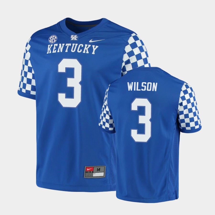 Men's Kentucky Wildcats #3 Terry Wilson Nike Royal College Football Game Jersey