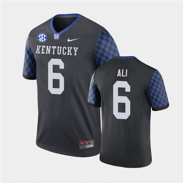 Men's Kentucky Wildcats #6 Josh Ali Nike Black College Football Game Jersey