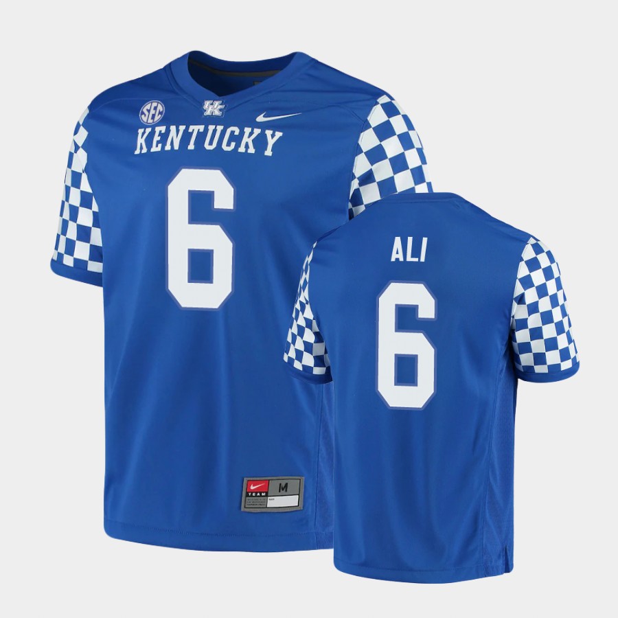 Men's Kentucky Wildcats #6 Josh Ali Nike Royal College Football Game Jersey