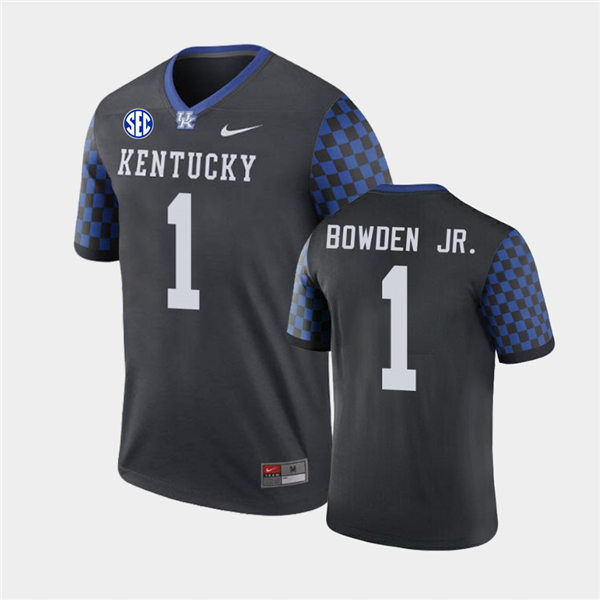 Men's Kentucky Wildcats #1 Lynn Bowden Jr. Nike Black College Football Game Jersey