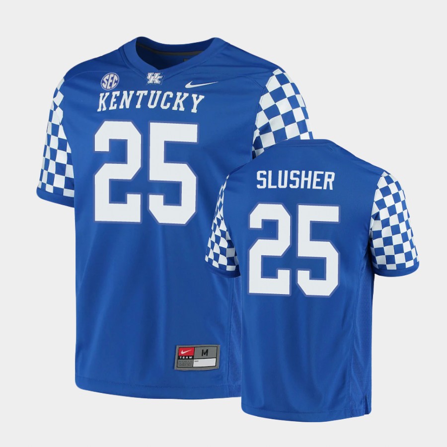Men's Kentucky Wildcats #25 Brett Slusher Nike Royal College Football Game Jersey