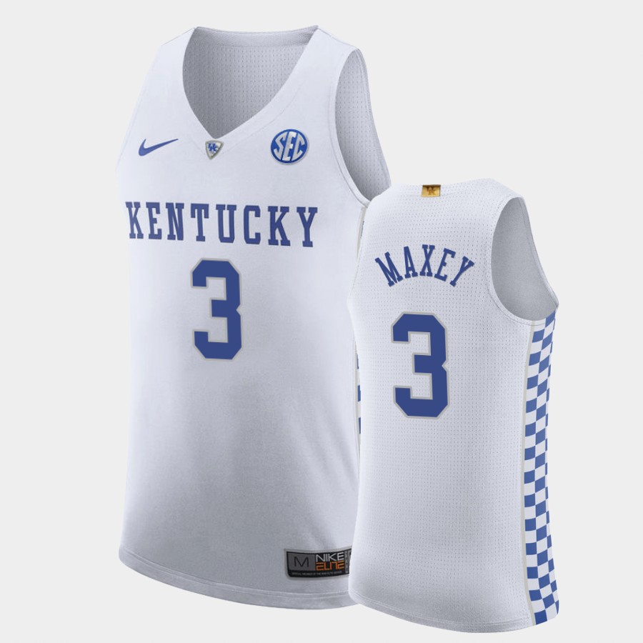 Men's Kentucky Wildcats #3 Tyrese Maxey Nike White College Basketball Jersey