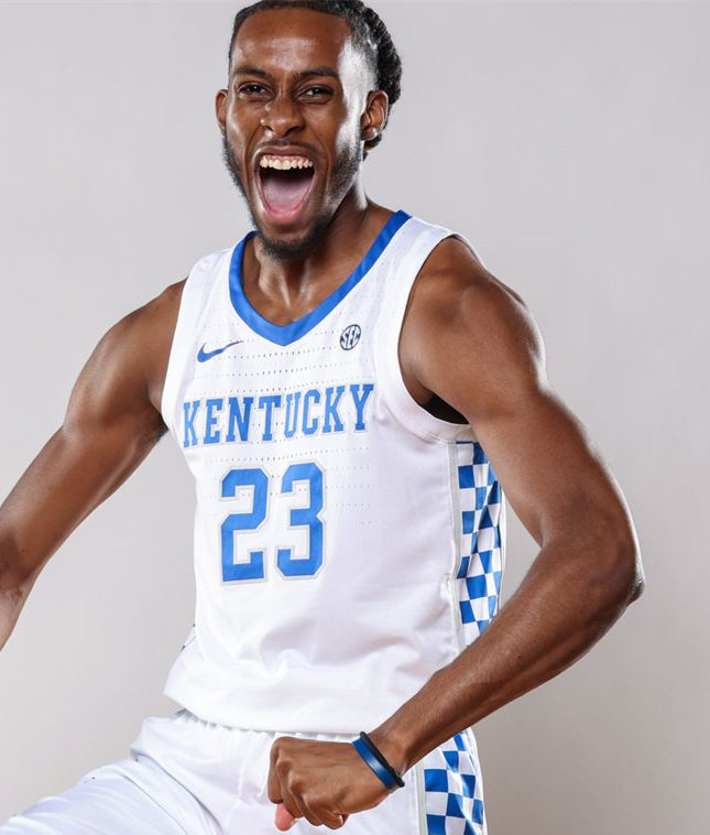 Men Kentucky Wildcats #23 Isaiah Jackson Nike 2021 White Blue Neck College Basketball Game Jersey