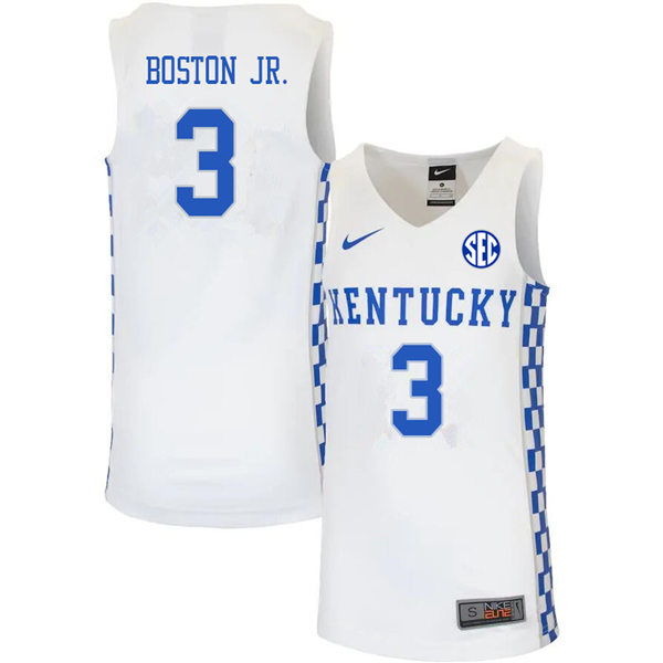 Men's Kentucky Wildcats #3 Brandon Boston Jr. Nike White Basketball Swingman Jersey