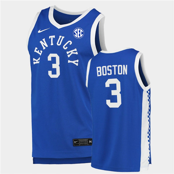 Men's Kentucky Wildcats #3 Brandon Boston Jr Nike Royal Retro College Basketball Jersey