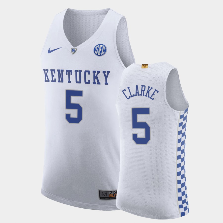 Men Kentucky Wildcats #5 Terrence Clarke Nike White College Basketball Jersey