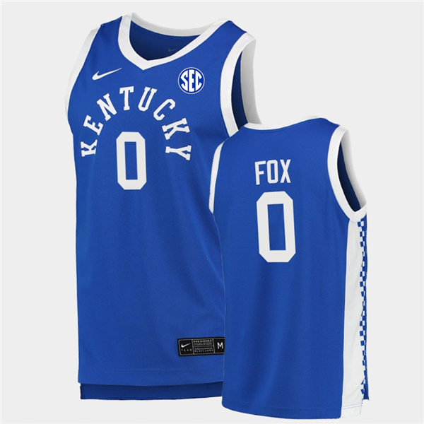 Men Kentucky Wildcats #0 De'Aaron Fox Nike Royal Retro College Basketball Jersey