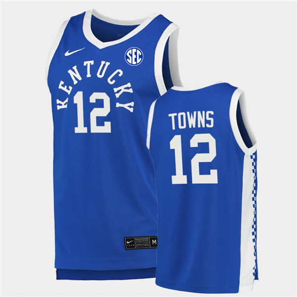 Men Kentucky Wildcats #12 Karl-Anthony Towns Nike Royal Retro College Basketball Jersey