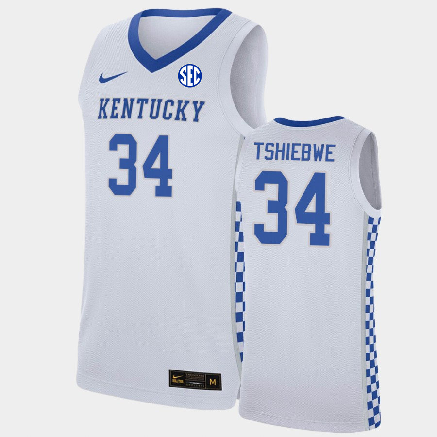 Men Kentucky Wildcats #34 Oscar Tshiebwe Nike White College Basketball Jersey