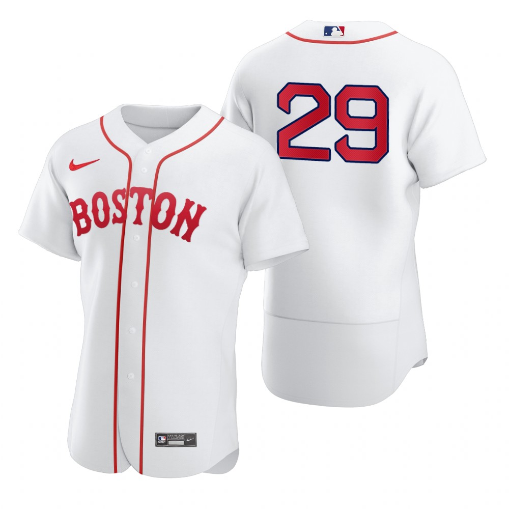 Mens Boston Red Sox #29 Bobby Dalbec Nike White 2021 Patriots Day Authentic Flex Base Jersey