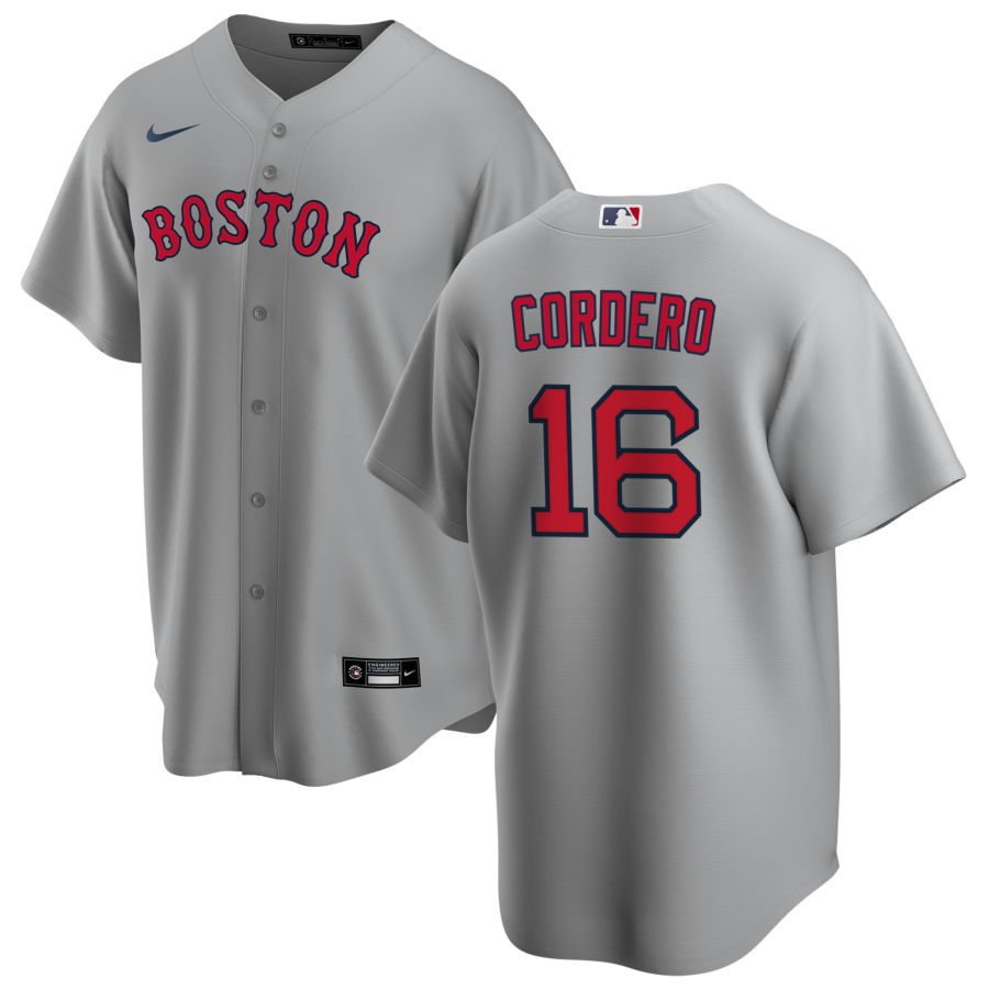Mens Boston Red Sox #16 Franchy Cordero Nike Road Grey Cool Base Jersey