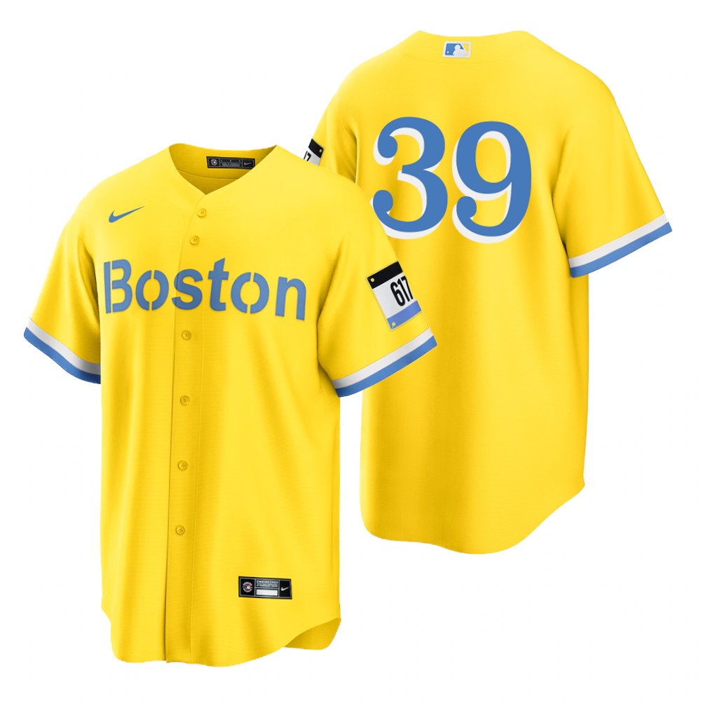 Mens Boston Red Sox #39 Christian Arroyo Nike Yellow Light Blue 2021 City Connect Jersey