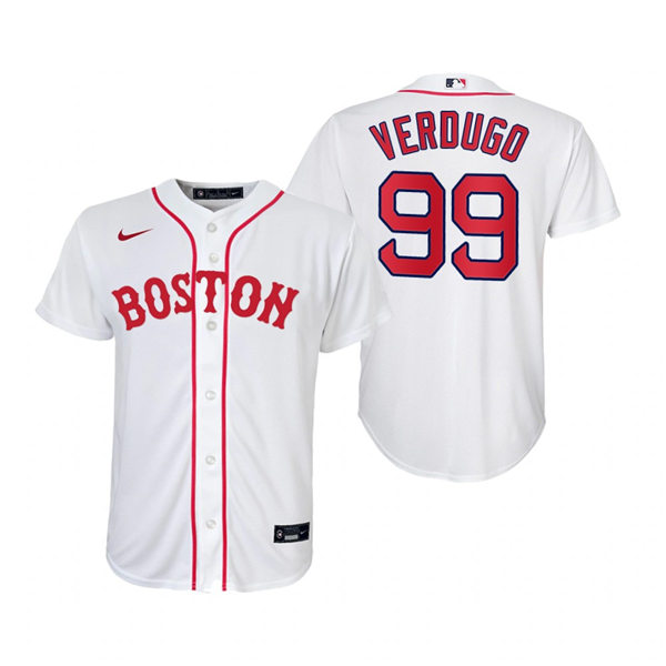 Youth Boston Red Sox #99 Alex Verdugo Nike White 2021 Patriots Day Jersey