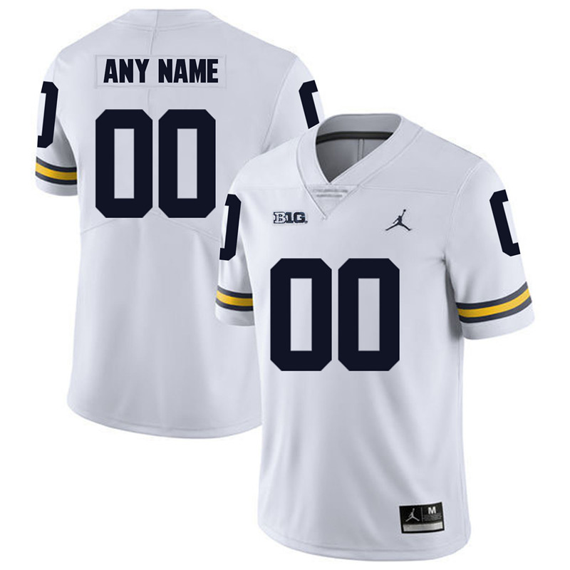 Youth Michigan Wolverines Custom Jordan White College Football Game Jersey