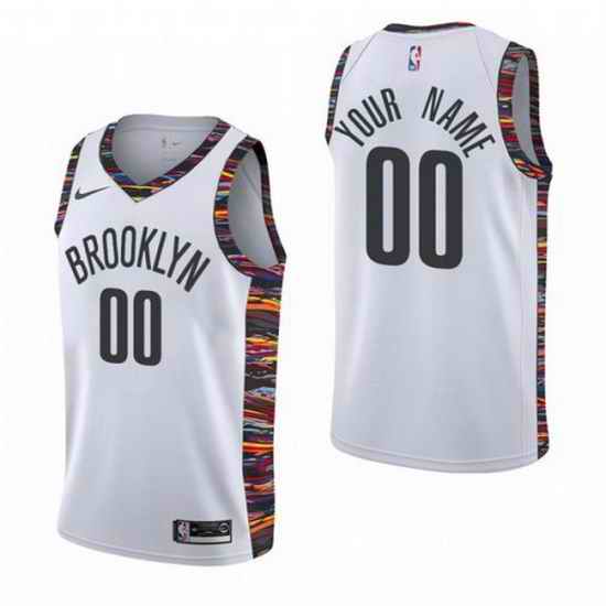 Mens Brooklyn Nets Custom 2019-20 White NBA City Edition Jersey