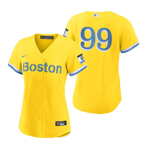 Womens Boston Red Sox #99 Alex Verdugo Nike Yellow 2021 City Connect Jersey
