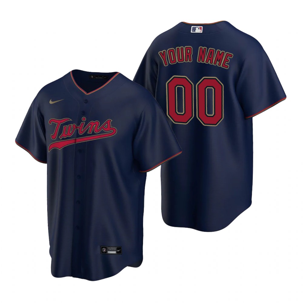 Men's Minnesota Twins Custom Nike Navy Stitched MLB Cool Base Jersey