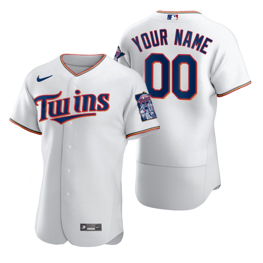 Men's Minnesota Twins Custom Nike White Home Flex Base Jersey